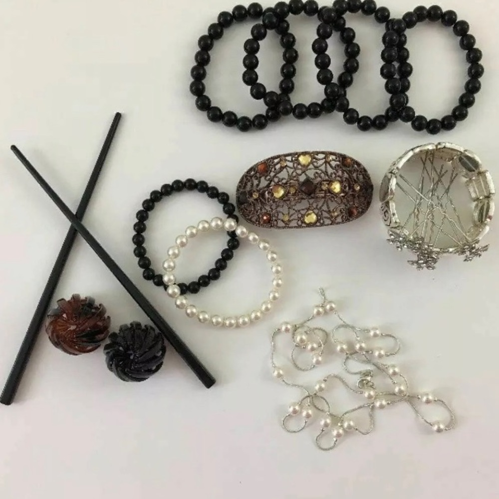 JEWELRY LOT Pearls Hair Sticks Necklace Bracelets